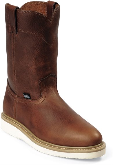 justin men's axe tan mahogany round toe work boot